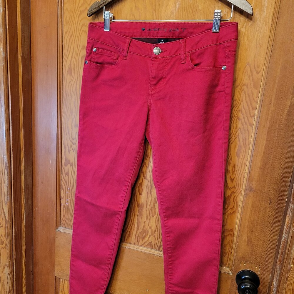 Celebrity‎ Pink Skinny Jeans Size 9 Raspberry Red Stretch Coloured Denim